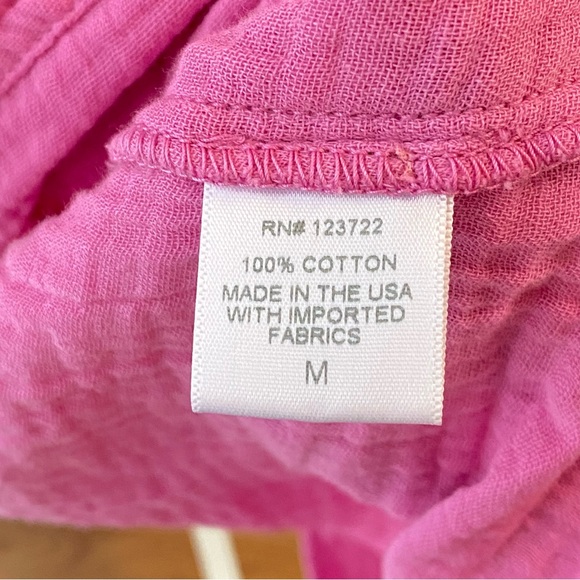 XÍRENA Pink Jude Cotton Gauze Flutter Short Sleeve Button Up Belted Mini Dress - Picture 5 of 10